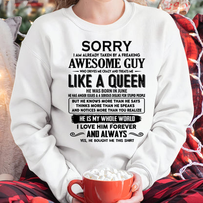June - Sorry I am already taken by a freaking awesome guy - Gift for Wife From Husband - Virgo06 (SKU-SRG-06)