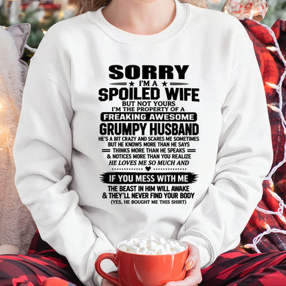 SHIRT Spoiled Wife – Taken By An Awesome Grumpy Husband - From Husband - To Wife - Virgo00 (SKU2610-107-00)