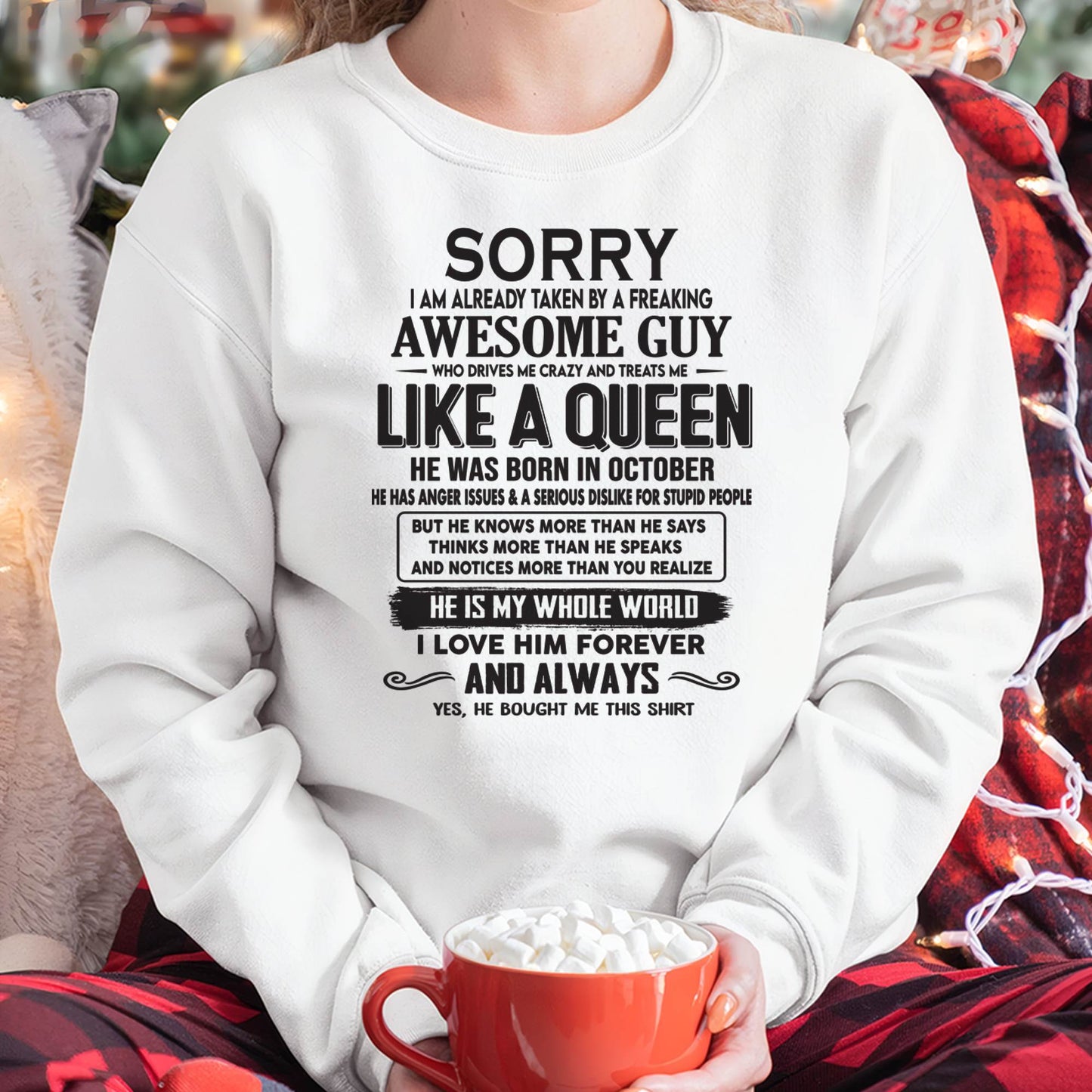 October - Sorry I am already taken by a freaking awesome guy - Gift for Wife From Husband - Virgo10 (SKU08-25-10)