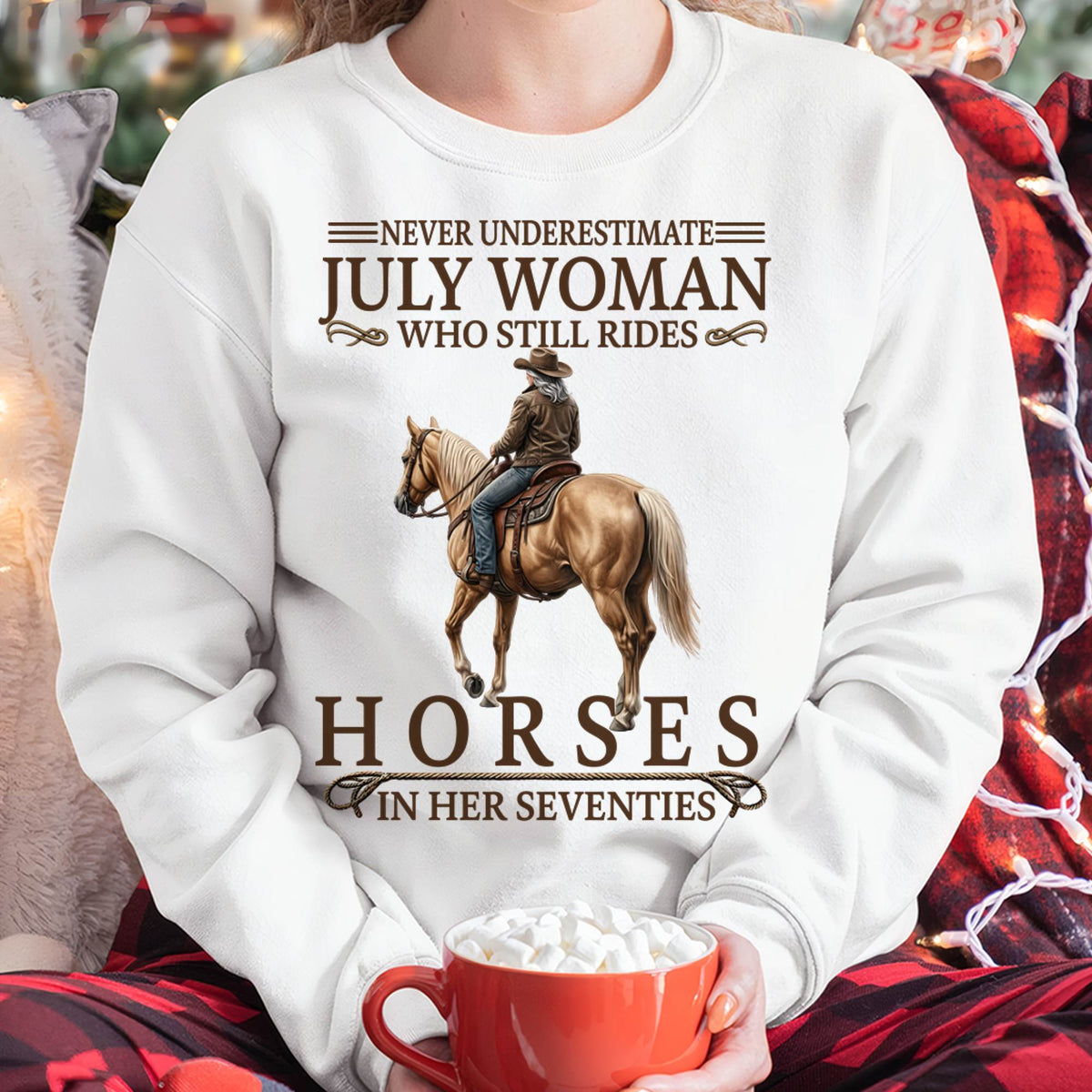 JULY SHIRT, A WOMAN WHO STILL RIDES HORSES IN HER SEVENTIES - Virgo07 (SKU2604-287-07)