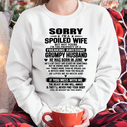 JUNE SHIRT Spoiled Wife – Taken By An Awesome Grumpy Husband - From Husband - To Wife - Virgo06 (SKU2610-107-06)