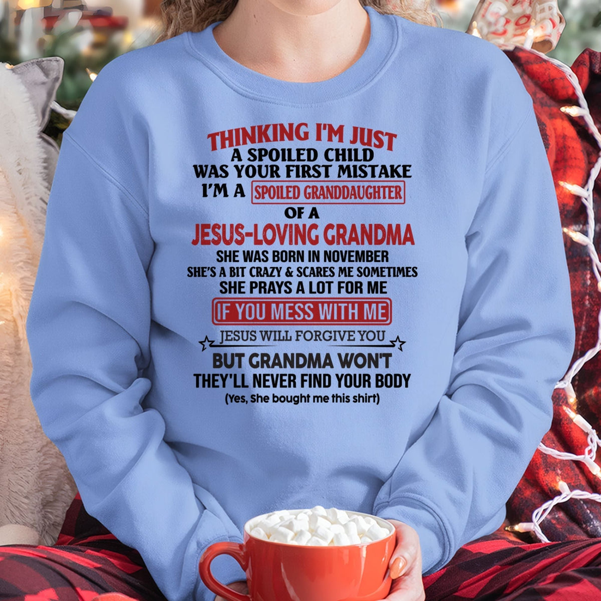 Christian Girl Shirt – Spoiled by Grandma November Edition – From Grandma to Granddaughter virgo11 (SKU07-181-11)