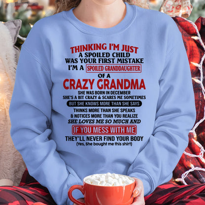 DECEMBER - I'M A SPOILED GRANDDAUGHTER OF A CRAZY GRANDMA - From Grandma - virgo12 (SKU-GMD1-NTT12)