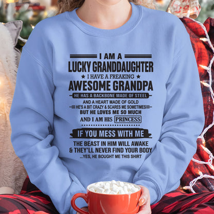 I Am A Lucky Granddaughter T-Shirt – Birthday Gift From Grandpa / Man - virgo00 (SKU11-122-00)