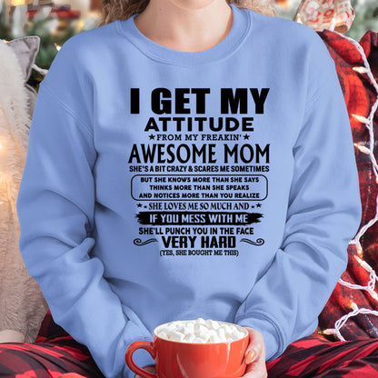 Thanks Mom - I GET MY ATTITUDE FROM MY FREAKIN' AWESOME MOM - Gift for Son and Daughter From Mom - virgo00 (SKU-TMD-CU-00)