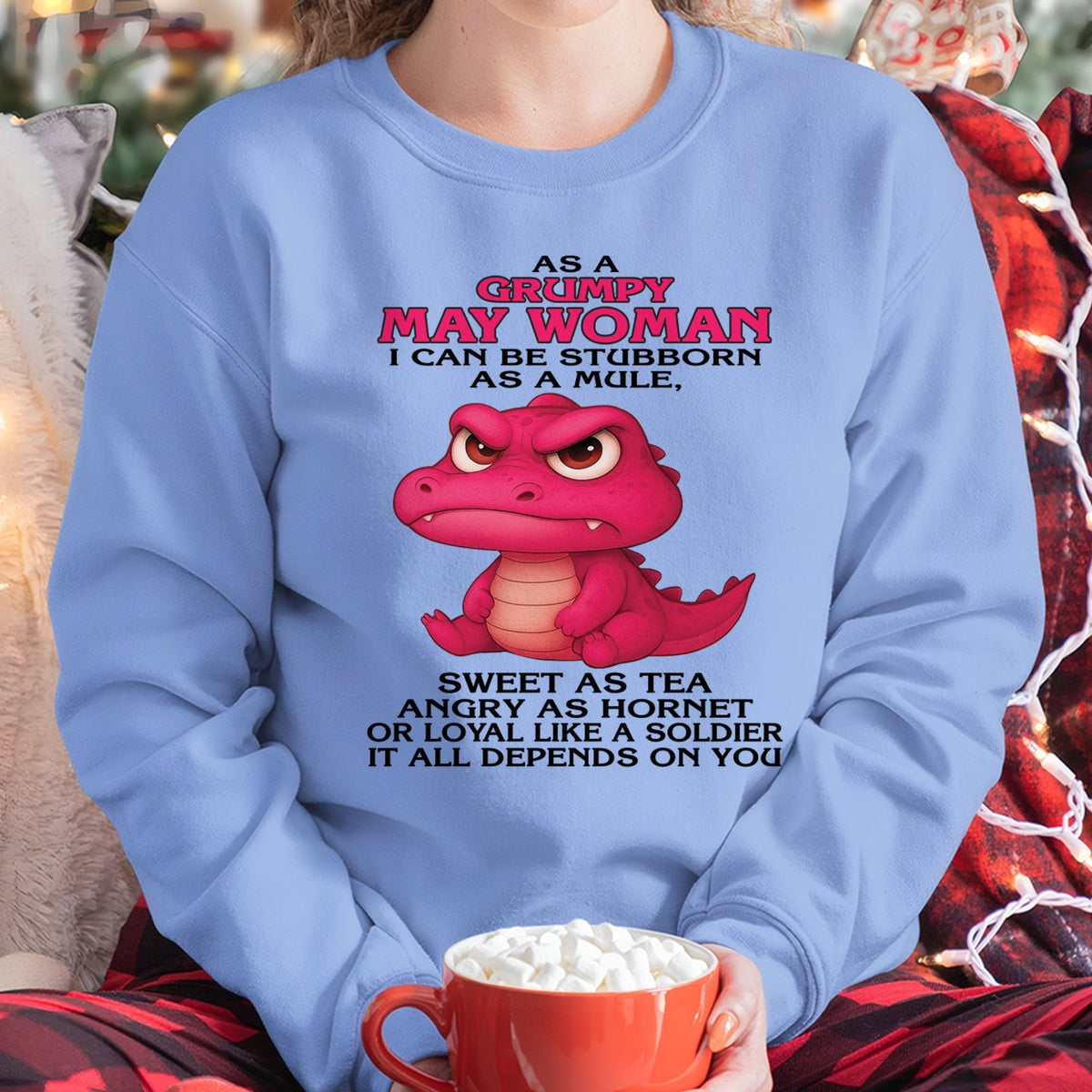Born in May – Grumpy Woman Quote Funny Alligator Design, Stubborn Sweet Angry Loyal – FMA Virgo05 (SKU09-31-05)