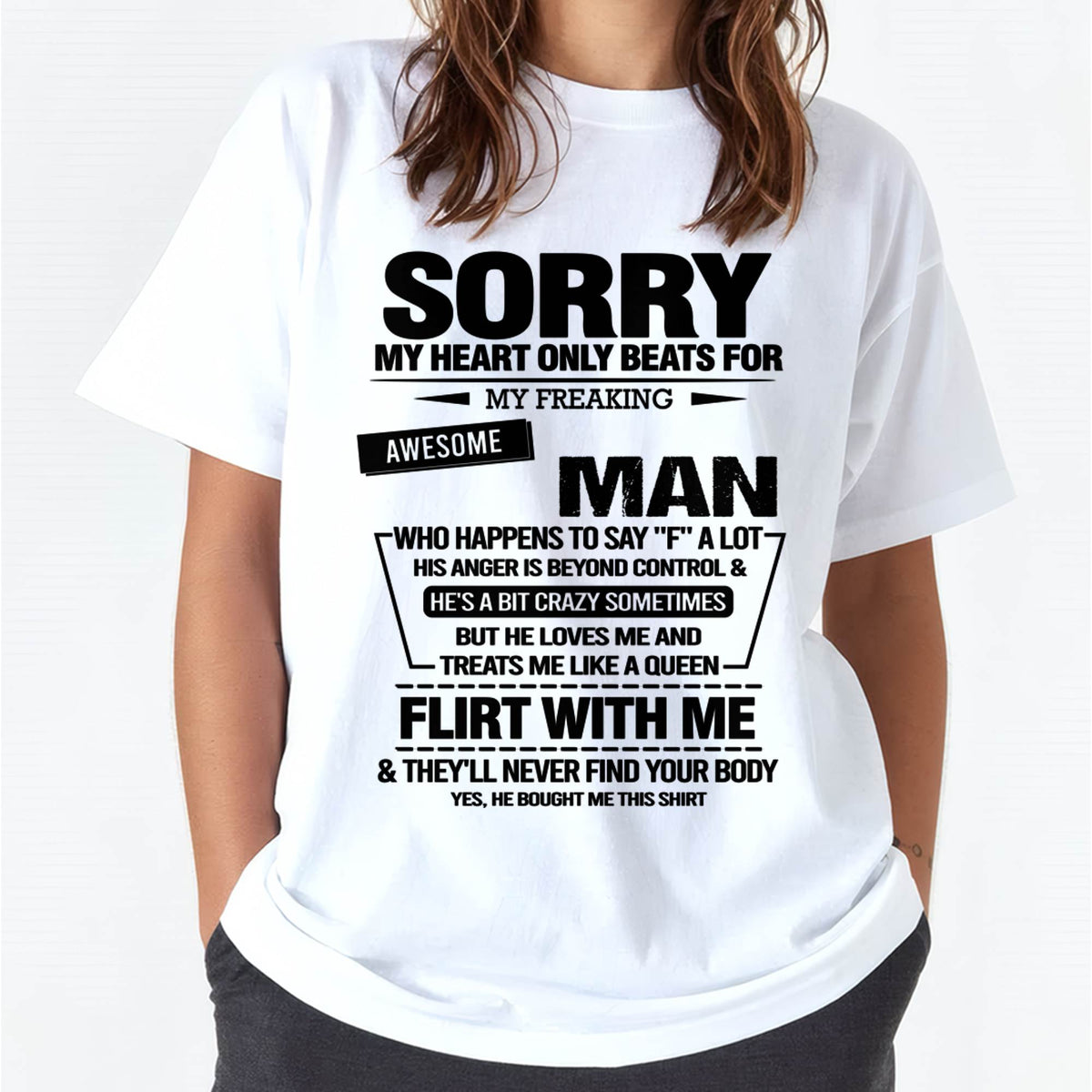 SORRY MY HEART ONLY BEATS FOR MY FREAKING AWESOME MAN - FROM HUSBAND - virgo00 (SKU26T-01-34-00)