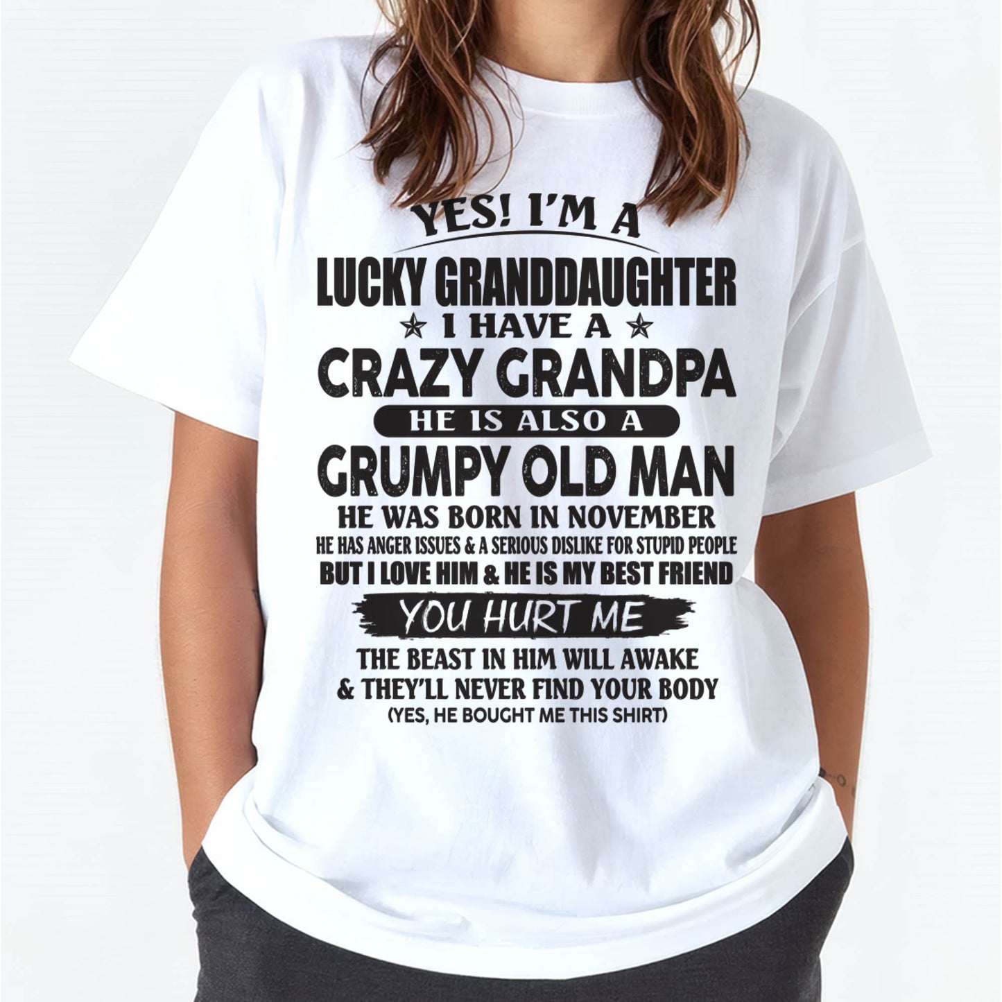NOVEMBER - LUCKY GRANDDAUGHTER OF CRAZY GRANDPA - PERFECT GIFT FOR YOUR GRANDDAUGHTER FROM GRANDPA - virgo11 (SKU10-150-11)