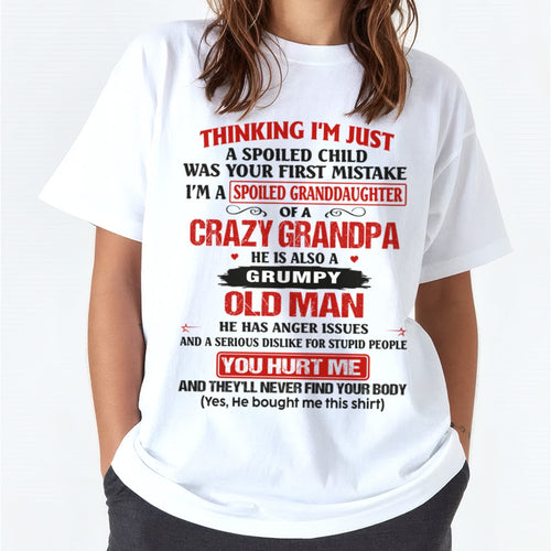 Spoiled Granddaughter of a Crazy Grandpa Shirt – Birthday Gift from Grandpa / Man - virgo00 (SKU12-200-00)