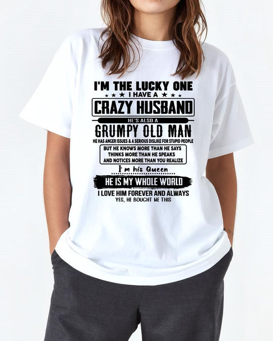 I am Lucky One I Have A Crazy Husband - Gift for Wife From Husband - Virgo00 (SKUT-LUCKYONE-00)