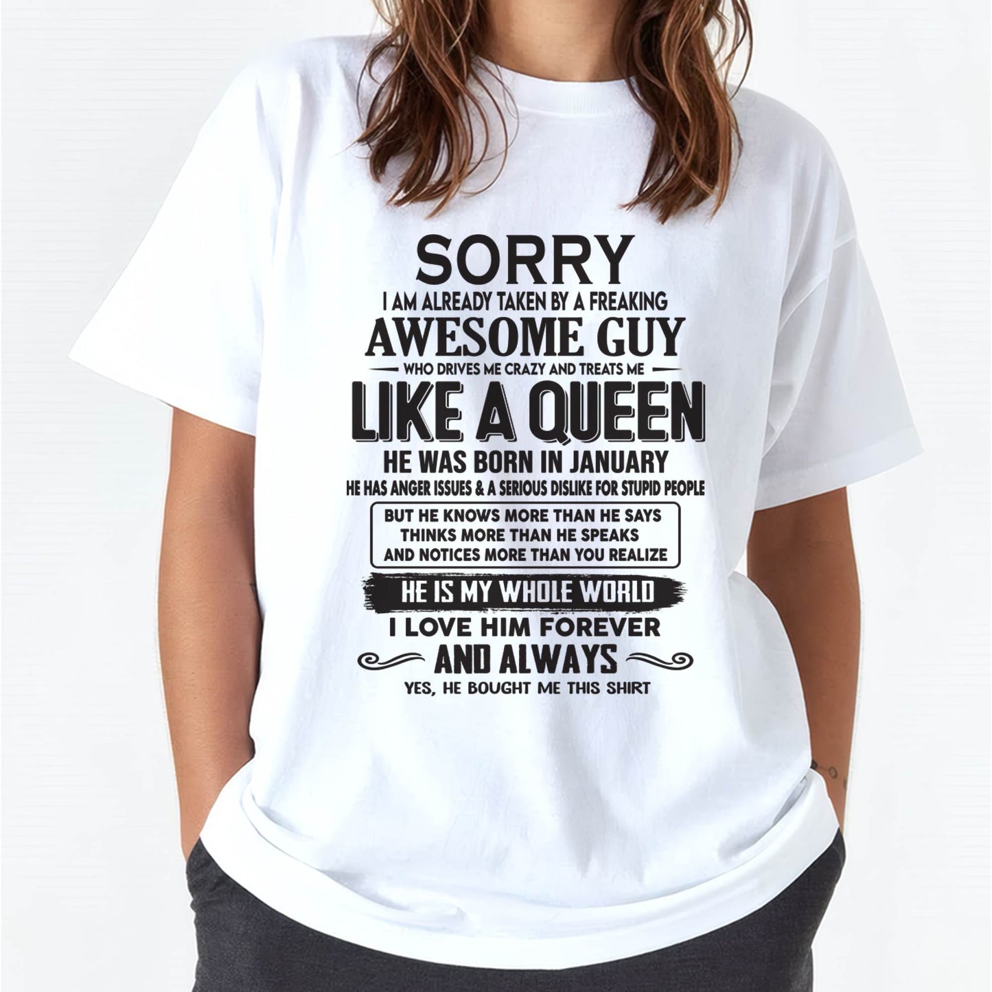 January - Sorry I am already taken by a freaking awesome guy - Gift for Wife From Husband - Virgo01 (SKU08-25-01)