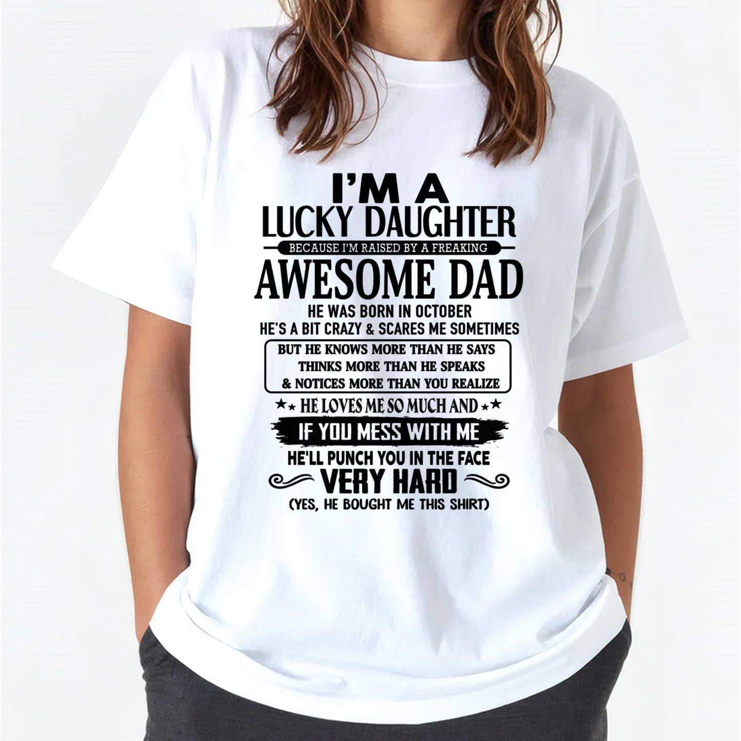 October - I'm Lucky Daughter - Gift for Daughter from Dad - Virgo10 (SKU-TLUCKYDD-10)