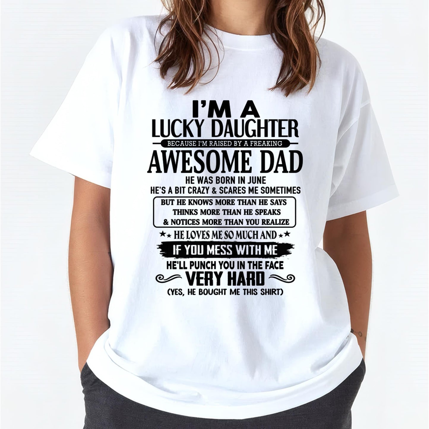 June - I'm Lucky Daughter - Gift for Daughter from Dad - Virgo06 (SKU-TLUCKYDD-06)