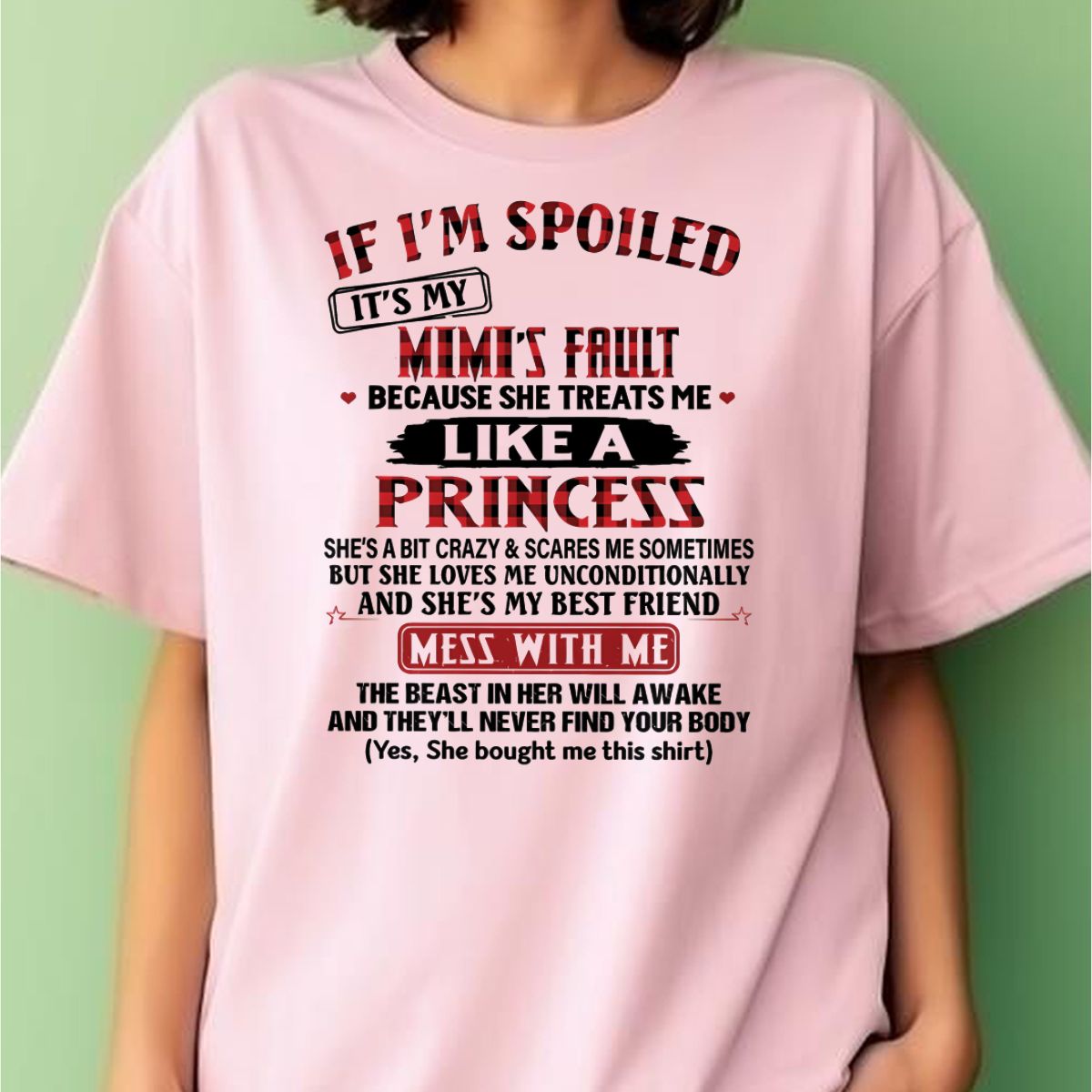 IF I'M SPOILED IT'S MY MIMI'S FAULT ♥ BECAUSE SHE TREATS ME ♥ LIKE A PRINCESS - From Grandma for granddaughter - virgo00