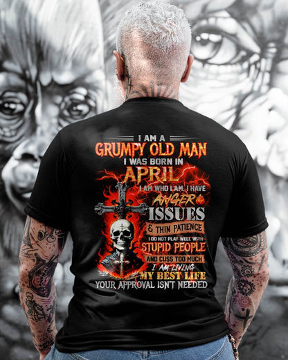 APRIL - GRUMPY OLD MAN T-SHIRT - FUNNY SKULL ANGER ISSUES TEE - PERFECT GIFT FOR MEN Virgo04 (SKU12-319-04)