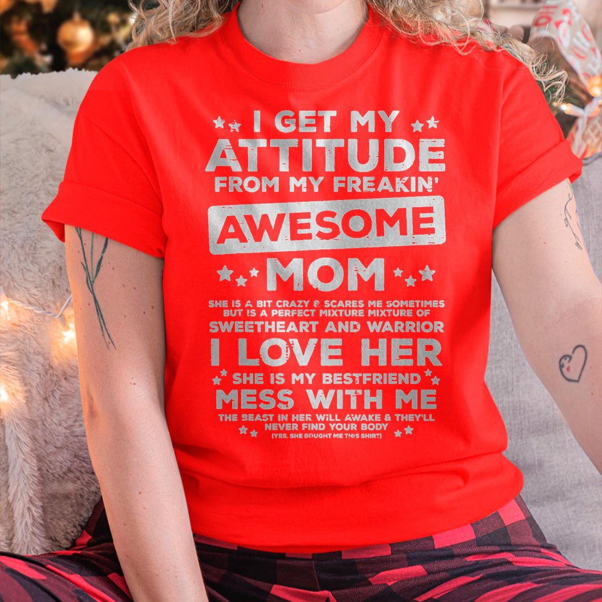 Got My Attitude From Awesome Mom Mothers Day Daughter Son T-Shirt - Gift for Daughter and Son From Mom - virgo00