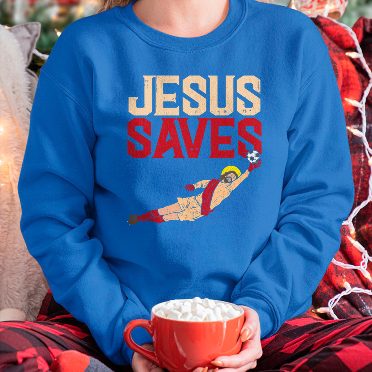 Christian Tee, Christian Faith Unisex T-Shirt/Hoodie/Sweatshirt HLT00 - Jesus Saves Soccer Football Goalie Sport God Christian Gift T-Shirt