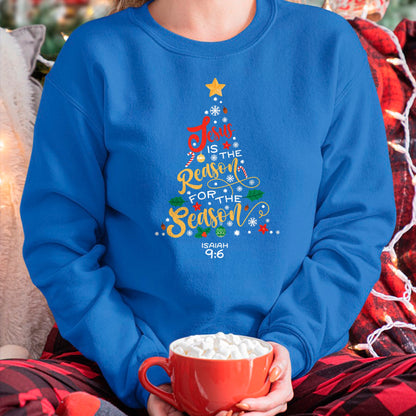Christian Tee, Christian Faith Unisex T-Shirt/Hoodie/Sweatshirt HLT00 - Jesus Is The Reason For The Season Christian Christmas Tree T-Shirt