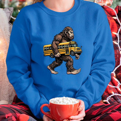Best Student Shirt, Funny Back To School UnisexT-Shirt/Hoodie/Sweatshirt HLT00 - Bigfoot Carrying School Bus Funny Sasquatch Back to School T-Shirt
