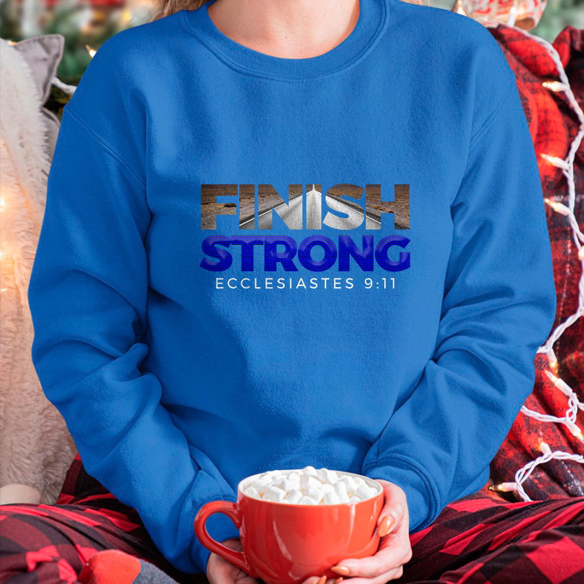 Christian Tee, Christian Faith Unisex T-Shirt/Hoodie/Sweatshirt HLT00 - Finish Strong Christian Jesus Apparel T Shirt Gift Blue T-Shirt