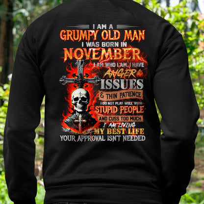 NOVEMBER - GRUMPY OLD MAN T-SHIRT - FUNNY SKULL ANGER ISSUES TEE - PERFECT GIFT FOR MEN Virgo11 (SKU12-319-11)