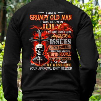 JULY - GRUMPY OLD MAN T-SHIRT - FUNNY SKULL ANGER ISSUES TEE - PERFECT GIFT FOR MEN Virgo07 (SKU12-319-07)