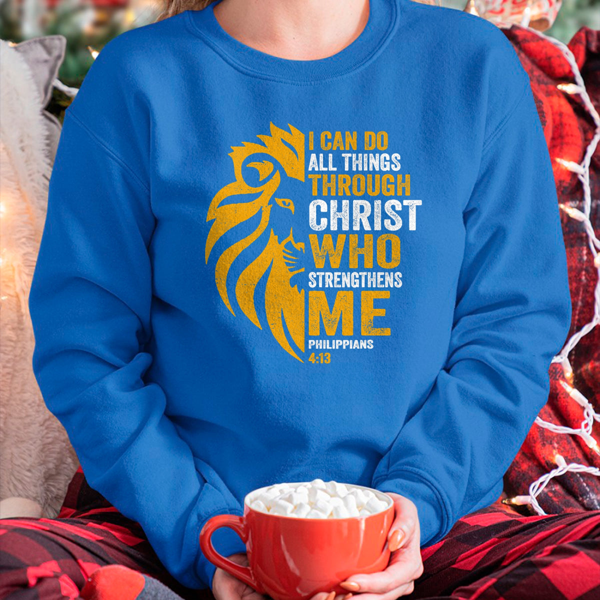 Christian Tee, Christian Faith Unisex T-Shirt/Hoodie/Sweatshirt HLT00 - I Can Do All Thing Through Christ Lion Philippians Faith T-Shirt