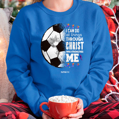 Christian Tee, Christian Faith Unisex T-Shirt/Hoodie/Sweatshirt HLT00 - Christian Soccer I Can Do All Things Through Christ T-Shirt