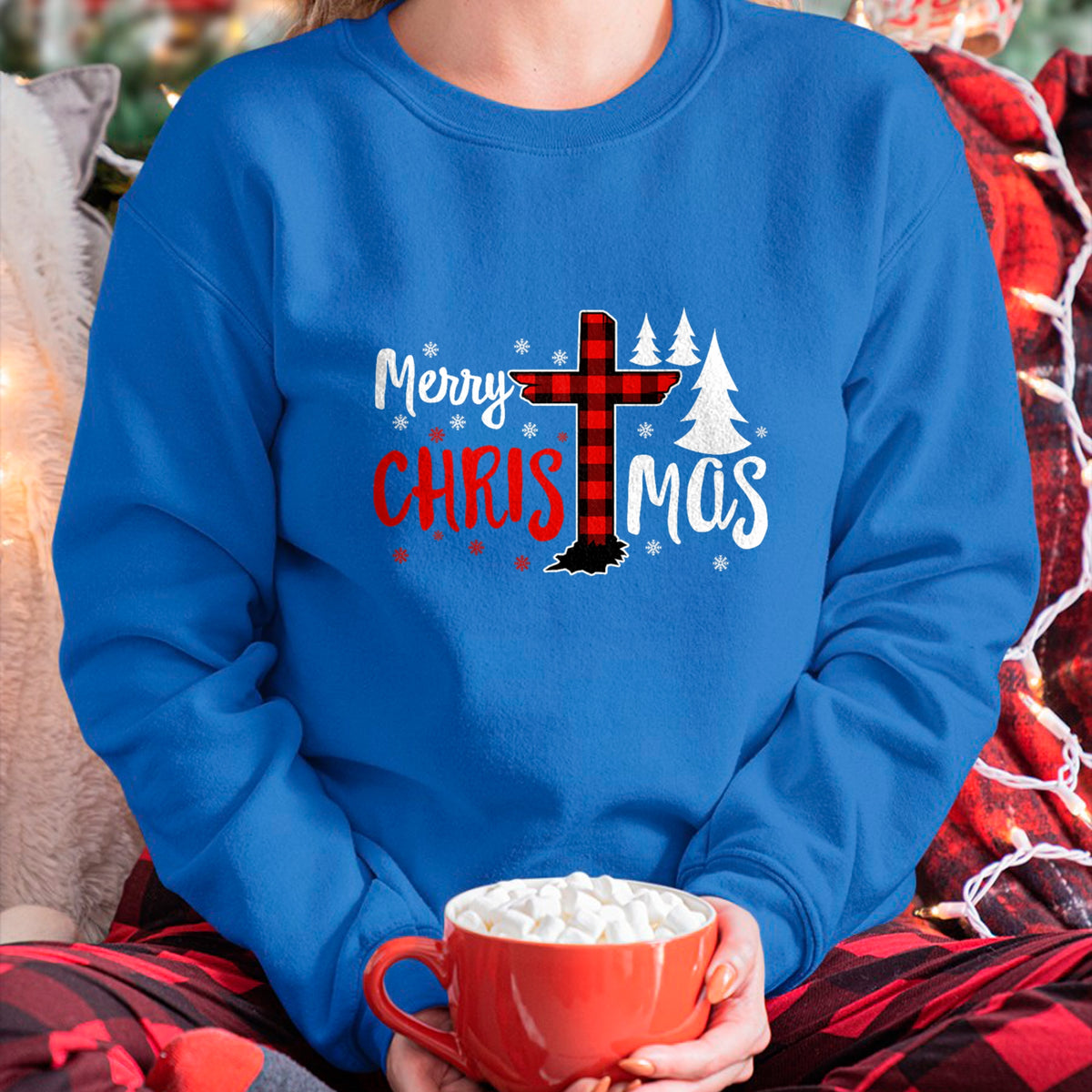 Christian Tee, Christian Faith Unisex T-Shirt/Hoodie/Sweatshirt HLT00 - Merry Christmas Christians Buffalo Plaid T-Shirt
