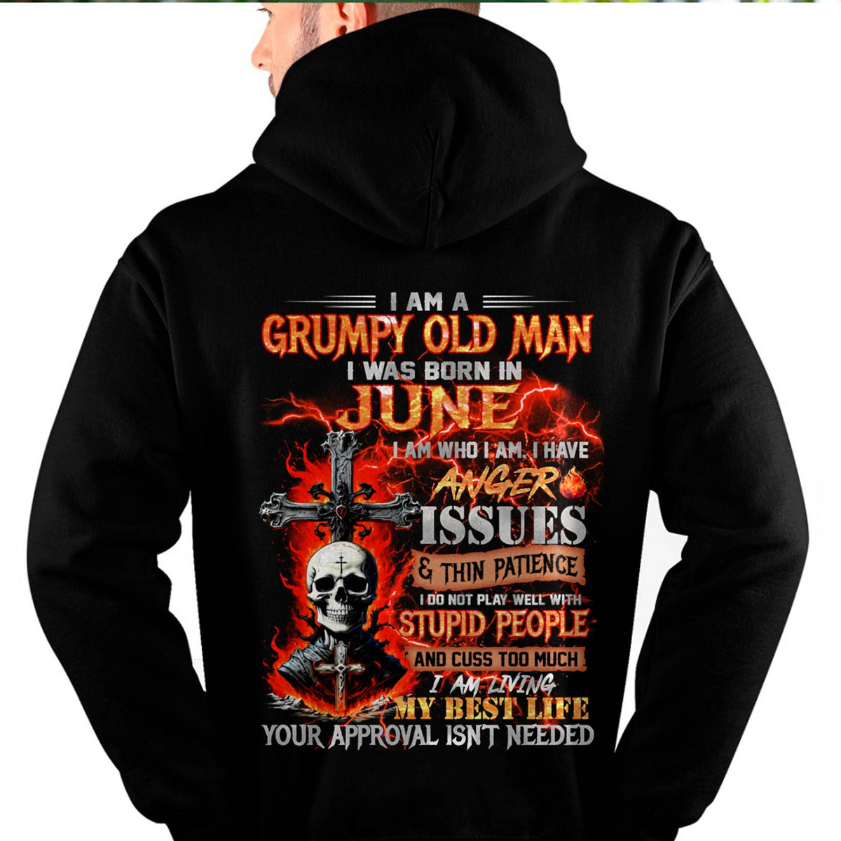 JUNE - GRUMPY OLD MAN T-SHIRT - FUNNY SKULL ANGER ISSUES TEE - PERFECT GIFT FOR MEN Virgo06 (SKU12-319-06)