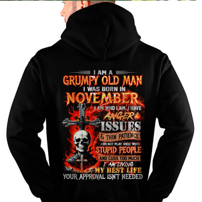 NOVEMBER - GRUMPY OLD MAN T-SHIRT - FUNNY SKULL ANGER ISSUES TEE - PERFECT GIFT FOR MEN Virgo11 (SKU12-319-11)