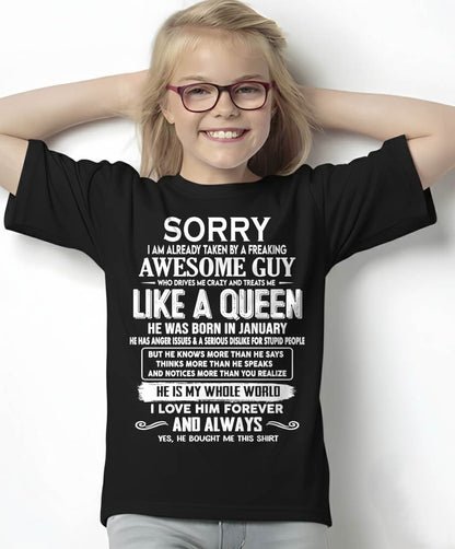 JANUARY SHIRT Sorry, I’m Already Taken By A Freaking Awesome Guy - From Husband - To Wife - Virgo01 (SKU2602-41-01)