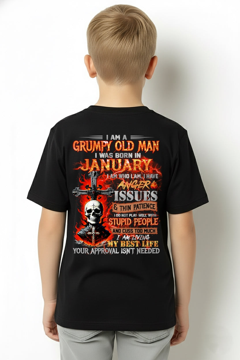 JANUARY - GRUMPY OLD MAN T-SHIRT - FUNNY SKULL ANGER ISSUES TEE - PERFECT GIFT FOR MEN Virgo01 / male (SKU12-319-01)