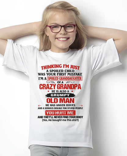 Spoiled Granddaughter of a Crazy Grandpa Shirt – Birthday Gift from Grandpa / Man - virgo00 (SKU12-200-00)