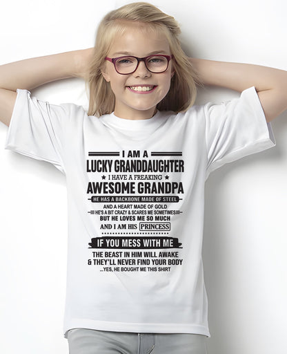 I Am A Lucky Granddaughter T-Shirt – Birthday Gift From Grandpa / Man - virgo00 (SKU11-122-00)