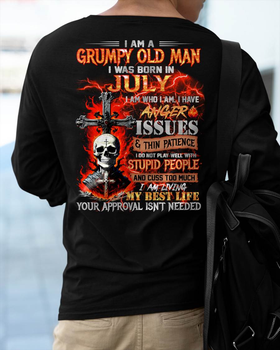 JULY - GRUMPY OLD MAN T-SHIRT - FUNNY SKULL ANGER ISSUES TEE - PERFECT GIFT FOR MEN Virgo07 (SKU12-319-07)