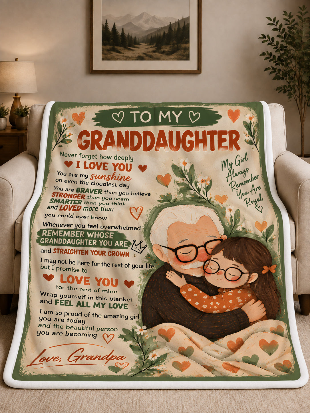 Family Blanket - From Grandpa - To Granddaughter - Virgo - ( SKU2609-174)