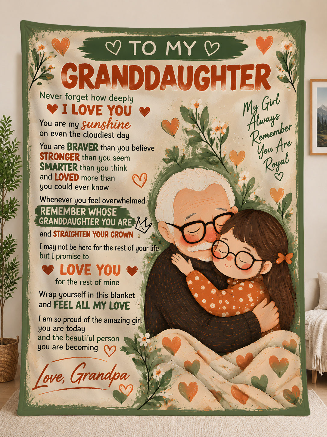 Family Blanket - From Grandpa - To Granddaughter - Virgo - ( SKU2609-174)