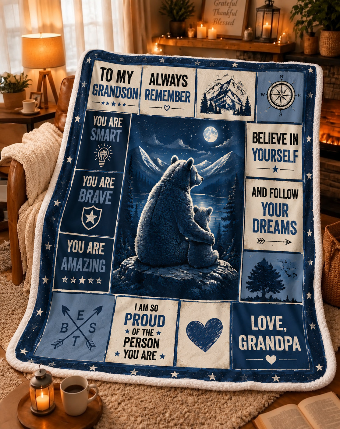 Family Blanket - From Grandpa - To My Grandson - Virgo - ( SKU2608-270)