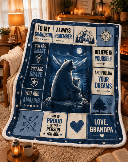 Family Blanket - From Grandpa - To My Grandson - Virgo - ( SKU2608-270)