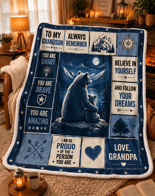 Family Blanket - From Grandpa - To My Grandson - Virgo - ( SKU2608-270)