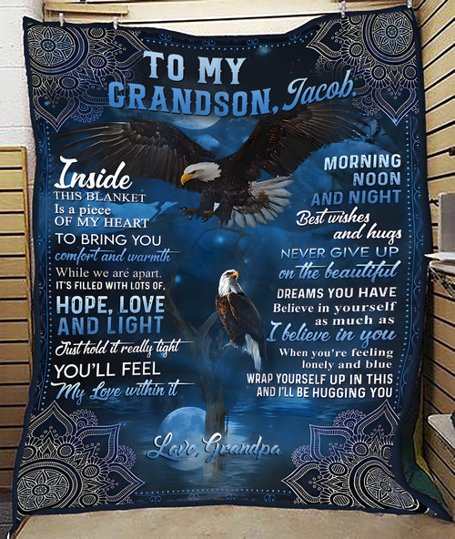 To My Grandson Blanket – A Loving Hug You Can Always Feel From Grandpa (SKU2606-216)