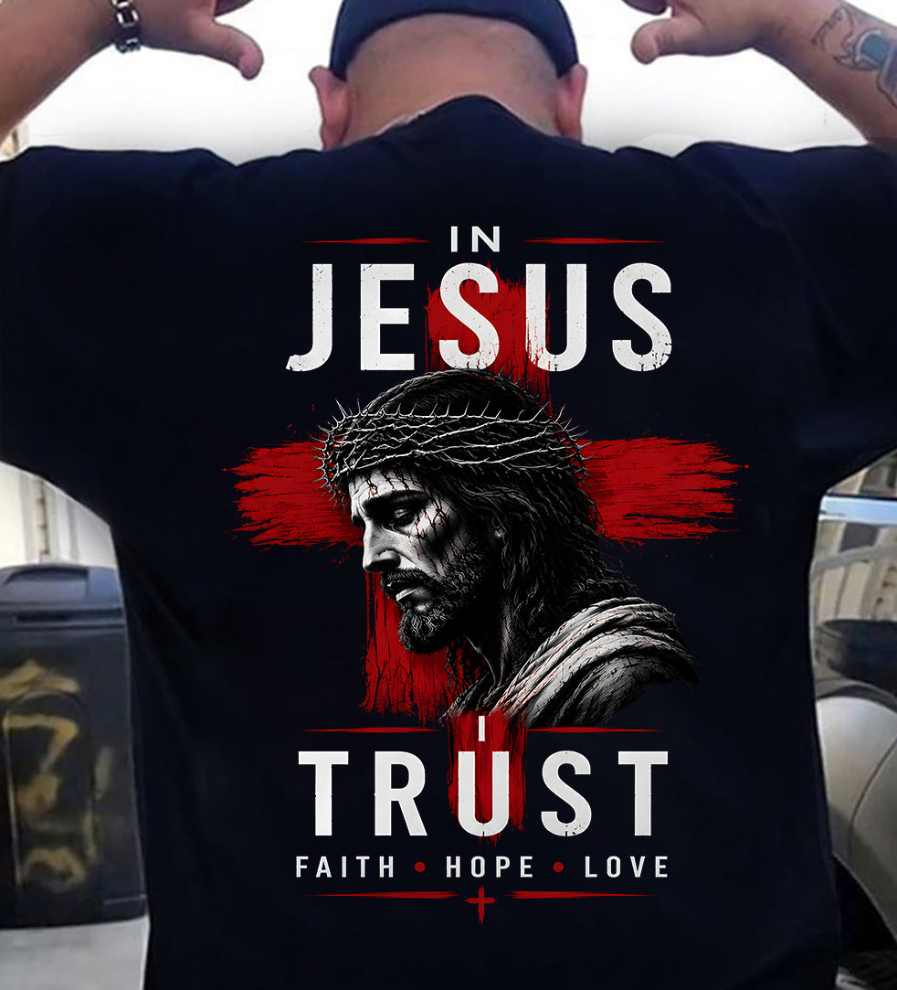 IN JESUS I TRUST Faith • Hope • Love - CHRISTIAN T-SHIRT - FOR MEN Virgo00 (SKU2608-80)