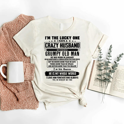 January - I am Lucky One I Have A Crazy Husband - Gift for Wife From Husband - Virgo01 (SKUT-LUCKYONE-01)
