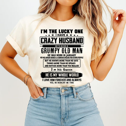 January - I am Lucky One I Have A Crazy Husband - Gift for Wife From Husband - Virgo01 (SKUT-LUCKYONE-01)