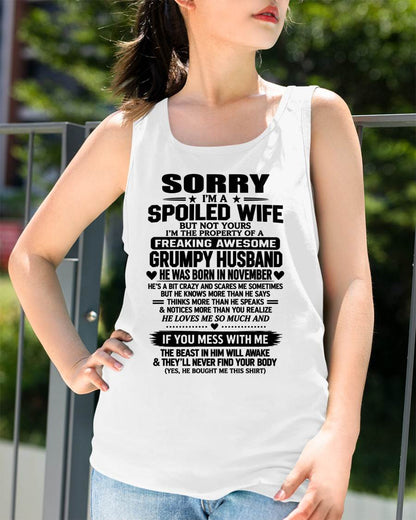 NOVEMBER SHIRT Spoiled Wife – Taken By An Awesome Grumpy Husband - From Husband - To Wife - Virgo11 (SKU2610-107-11)