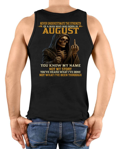 AUGUST - NEVER UNDERESTIMATE - BIRTHDAY T-SHIRT FOR MEN - Virgo08 (SKU26T-01-06-08)