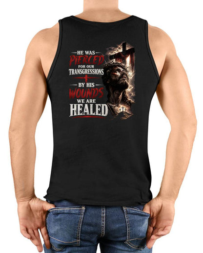HE WAS PIERCED FOR OUR TRANSGRESSIONS  - CHRISTIAN T-SHIRT - FOR MEN Virgo00 (SKU2608-70)