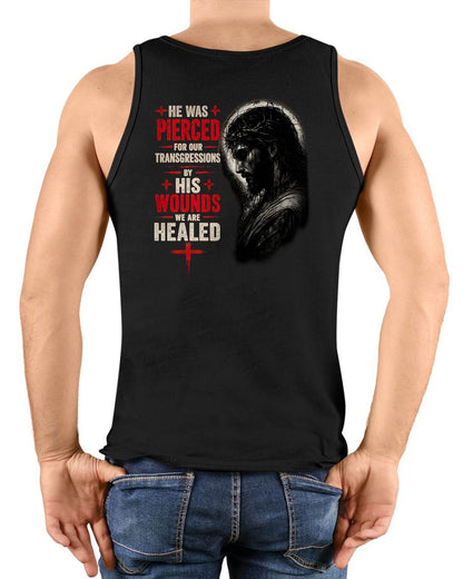 HE WAS PIERCED FOR OUR TRANSGRESSIONS  - CHRISTIAN T-SHIRT - FOR MEN Virgo00 (SKU2608-71)