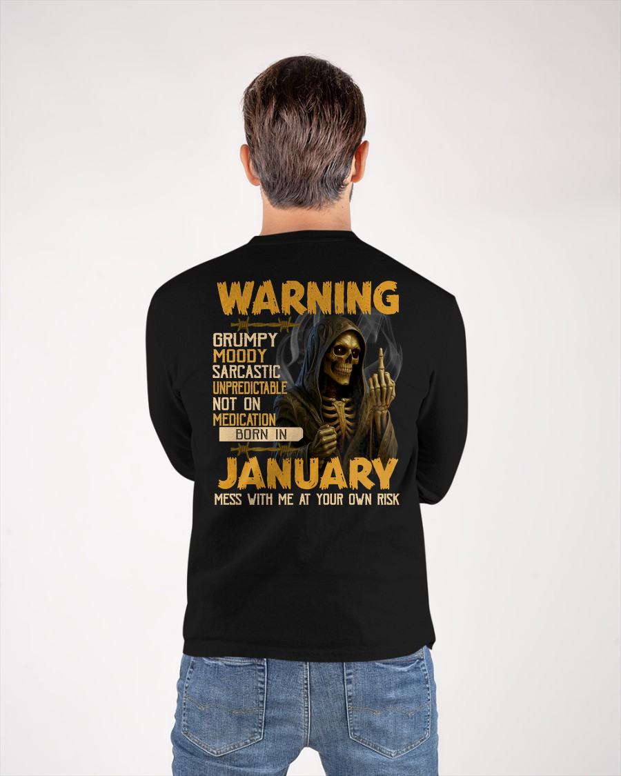 JANUARY - WARNING GRUMPY MOODY - BIRTHDAY T-SHIRT FOR MEN - Virgo01 (SKU26T-01-07-01)